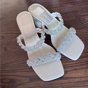 Dolce Vita White Braided Heeled Sandals